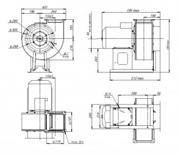 Вентилятор радиальный ВЦ 14-46 (ВР-280-46) №2,5 (4кВт/3000об) Среднего давления