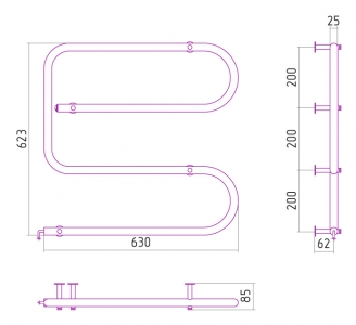 Полотенцесушитель электрический Стилье ЭПС "GS" 600x650 (64 Вт)
